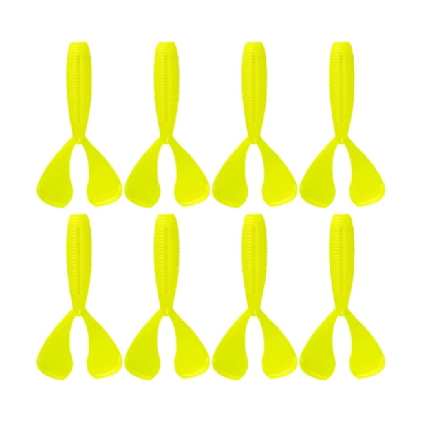 8x Señuelos de Pesca Cebos de Pesca para Lubina Pesca Grub Cebos Blandos Señuelo de Gusano Blando amarillo