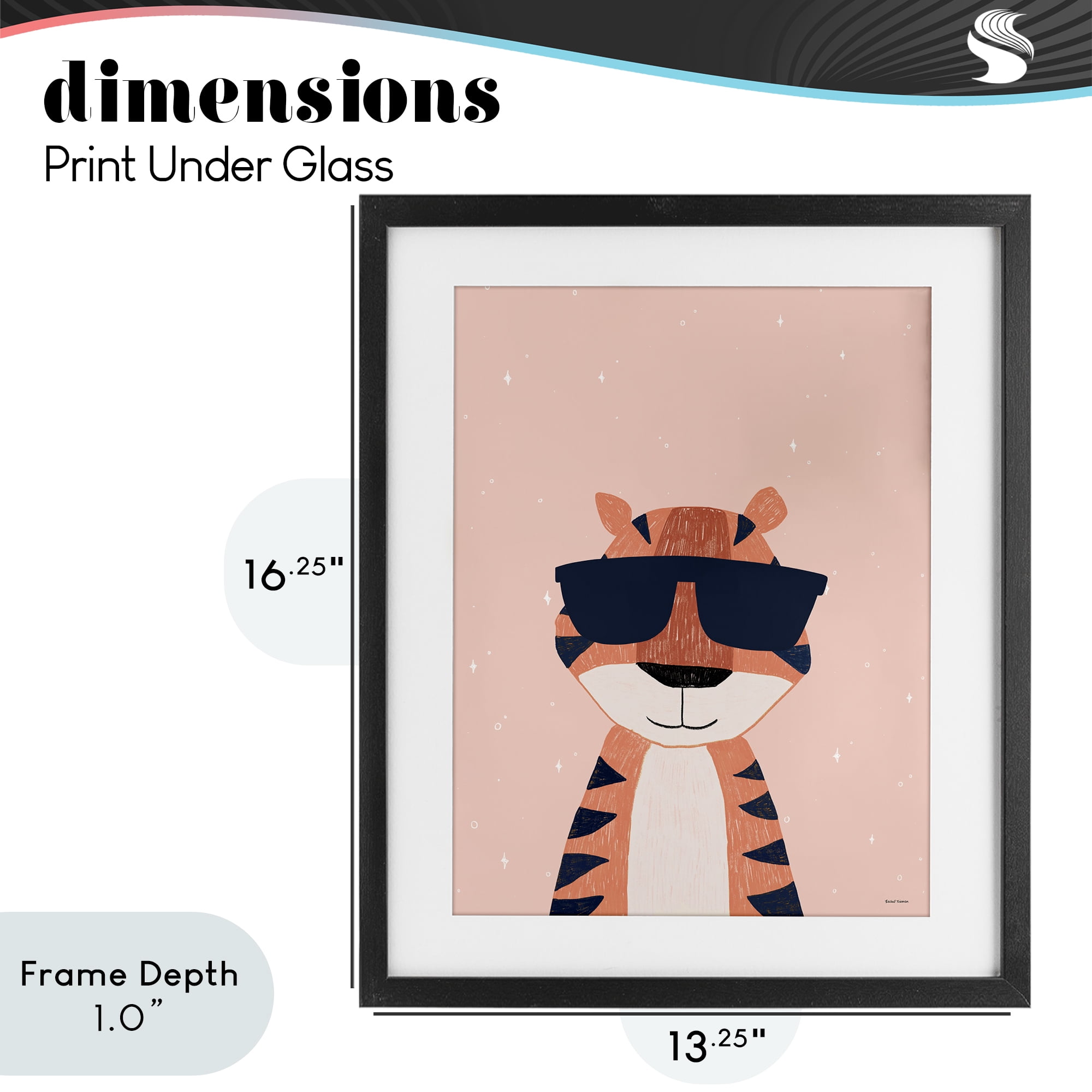 Stupell Industries Cool Tiger in Sunglasses Black Framed Print Under Glass, design by Rachel Nieman