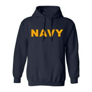 Navy NAVY Hooded Sweatshirt with gold print