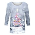 thumbnail image 4 of Christmas Shirts for Women 3/4 Length Sleeve Tshirts Xmas Print Plus Size Graphic Tees Holiday Pullover Tops (2XL, Gray), 4 of 5