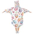 thumbnail image 2 of FORMRS Wearable Blanket Hoodie with Sleeves for Kids Cozy Flannel Sweatshirt, Pastel Easter Pattern, 2 of 7