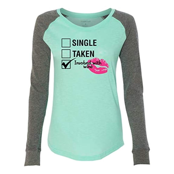 Involved with Wine Valentine's Day Women's Raglan Long Sleeve Shirt-Mint/Granite-XXL