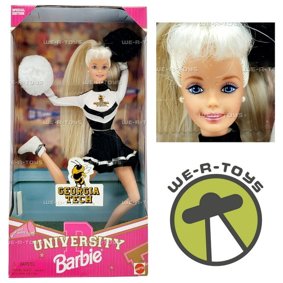 Georgia Tech University Cheerleader Barbie Doll 1996 Mattel 19159