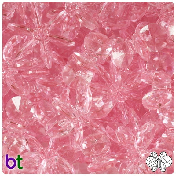 BeadTin Pale Pink Transparent 25mm SunBurst Craft Beads (80pcs)