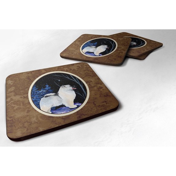 Carolines Treasures SS8380FC Starry Night Keeshond Foam Coaster Set of 4 3 1/2 x 3 1/2 multicolor