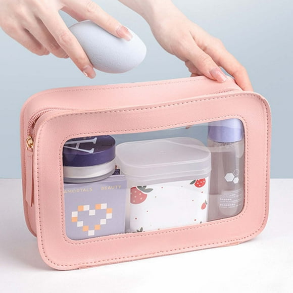 Bolsa de maquillaje transparente con cremallera, bolsa organizadora de cosméticos de viaje grande de 9x6, resistente al agua y fácil de limpiar para artículos de tocador, perfecta para