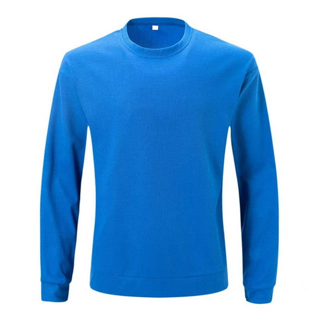 Jalioing Chandail Basique pour Hommes Couleur Unie Manches Longues Col Rond Chandail en Molleton Décontracté Texture Ample