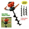 55C 2 Stroke Gas Powered Post Hole Digger Earth Auger Post Fence Hole Digger Garden Tools Powered Engine w/3 Auger Bit 4" 6" 8" 1.9Kw
