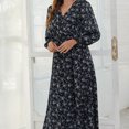thumbnail image 3 of Vestido floral bohemio suelto informal para mujer, vestido largo maxi de verano con vuelo en la playa, L, 3 of 5