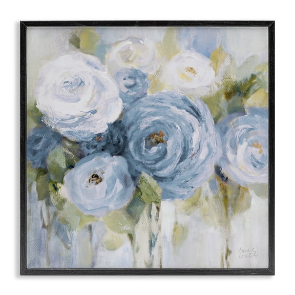 Stupell Industries Shabby Chic Softly Blooming In Blues Black Framed Giclee Art, 12 x 12, by Lanie Loreth