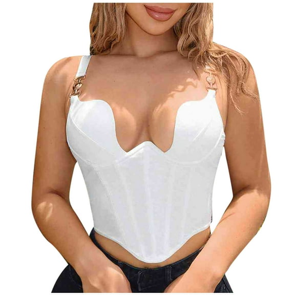 Kaemgyyd Womens Sleeveless Tank Tops Fashion Going out Slimming Boned Corset Summer Push up Deep V Body Shaper Crop Top