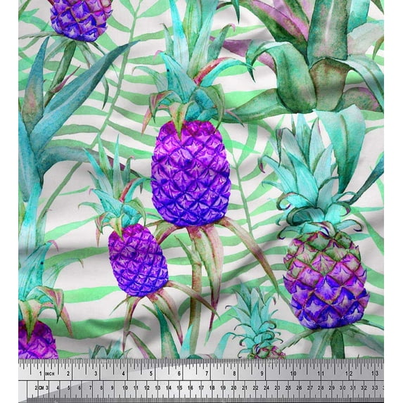 Soimoi Cotton Duck Fabric Leaves & Pine Fruits Print Sewing Fabric Yard 42 Inch Wide