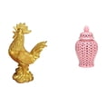 thumbnail image 1 of Escultura de pollo de cerámica, tarro de jengibre, jarrón decorativo, tarro de almacenamiento de con tapa, resina coleccionable, exhibición, 1 of 8