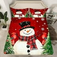 thumbnail image 2 of jejeloiu Cute Xmas Snowmen Bed Sheets,Merry Christmas Tree King Sheets,Red White Green Sheet Set For Boy Kids,Microfiber Bedroom Decor,4pcs, 2 of 7