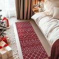 thumbnail image 3 of RUGKING Christmas Area Rug 2x7 Xmas Moroccan Doormat Washable Rug Non Slip Modern Geometric Diamond Floor Carpet for Living Room Kitchen Burgundy Red, 3 of 5