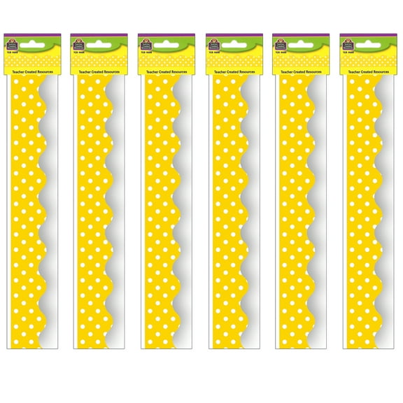Teacher Created Resources Yellow Mini Polka Dots Border Trim, 35 Feet Per Pack, 6 Packs