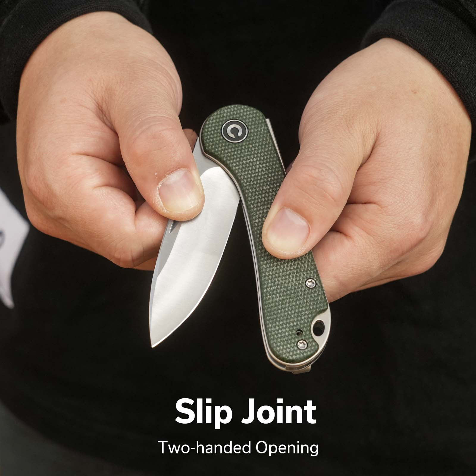 CIVIVI Elementum Slip Joint Pocket Knife, Folding Knife with 2.96" Swedish 14C28N Blade Micarta Handle C18062AJ-2 (Green)