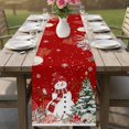 thumbnail image 4 of Red Christmas Table Runner - 70 Inch Long Snowman Xmas Tree Coastal Snowflake Starfish Cotton and Linen Blended Dress Scarves Farmhouse Table Runner for Kitchen Dining, Coffee Table, 13" x 70", 4 of 8