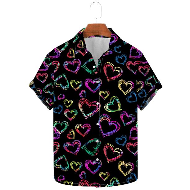 Camisas de Manga Corta para las Mujeres, Camisa de Botón de Cuello de Vuelta Casual Hecha de 100% Poliéster Ligero para Todo el Uso de Temporada, Camisas de Manga Corta para Hombre