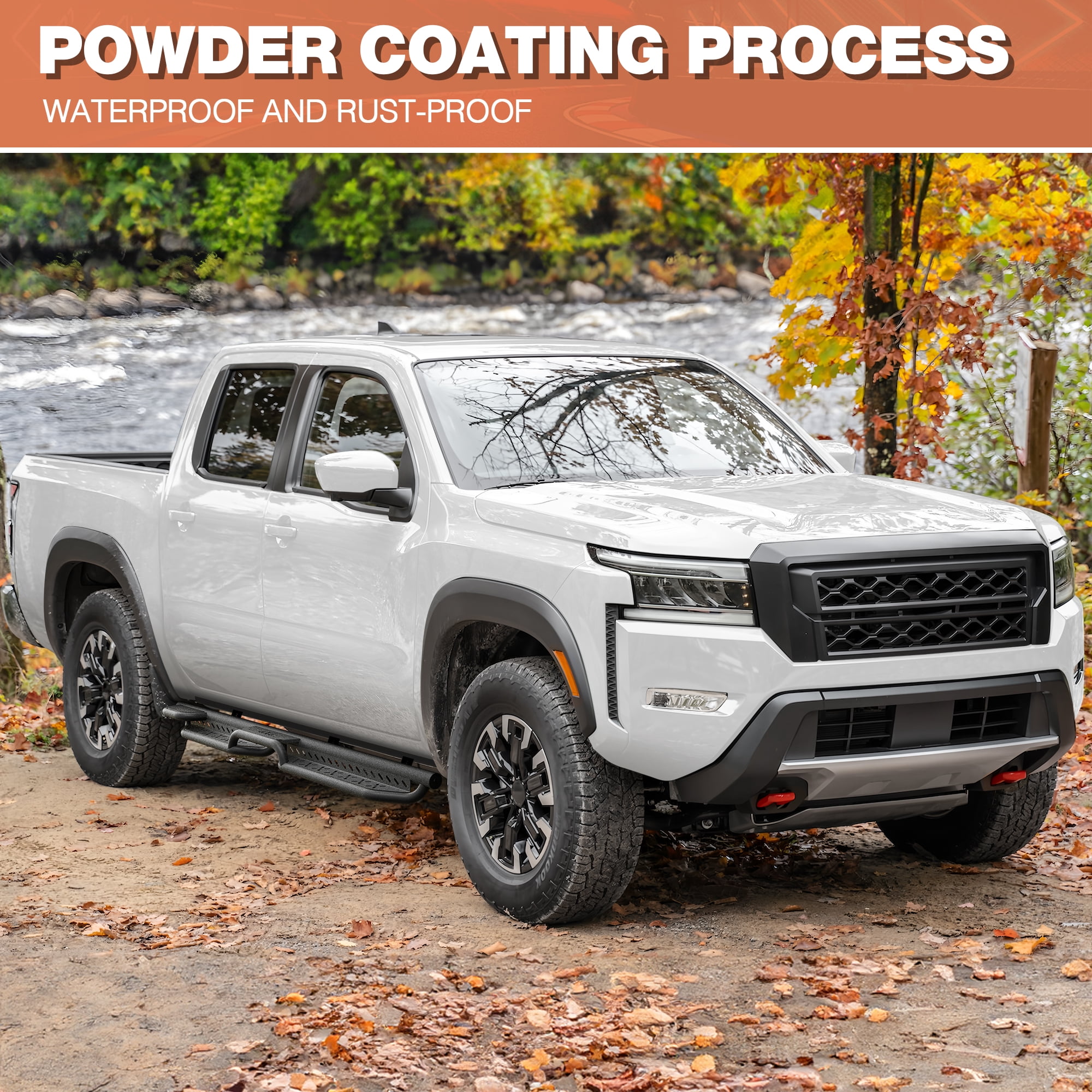POFENZE Running Boards Side Steps Compatible with Nissan Frontier 2005-2024 Crew Cab Black Nerf Bars
