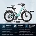 thumbnail image 3 of ESKUTE C300 750W Electric Bike for Adults, 48V 20.8Ah Battery, 20MPH, 26"x4.0" Fat Tire Step-Thru Ebike, Full Suspension Electric Bicycle, 8-Speed Green, With Front Basket, UL2849, 3 of 8