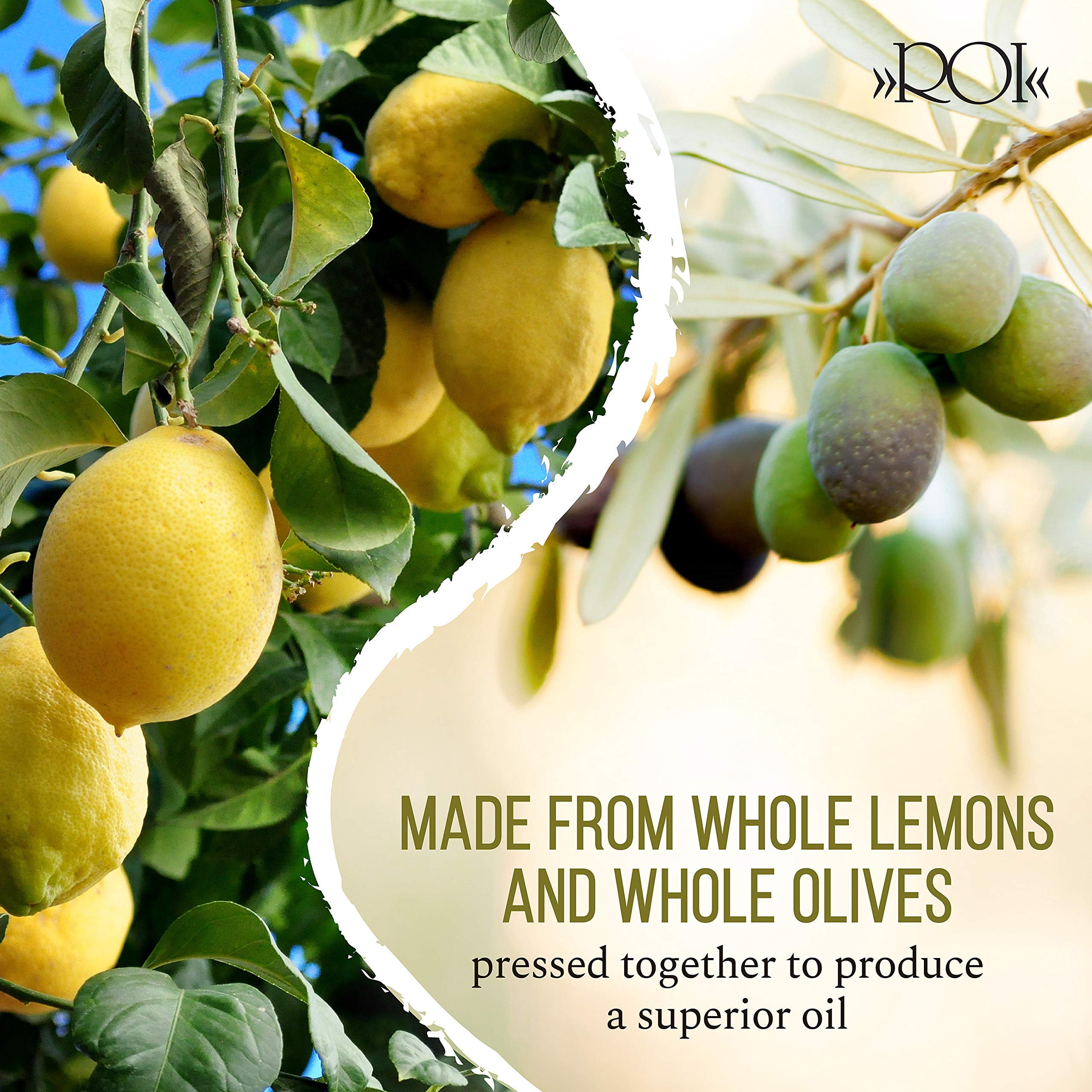 ROI Lemon Infused Olive Oil - 100% Natural, Italian Gourmet Extra Virgin Olive Oil, Cold Pressed with Real Lemons - Made in Italy EVOO - 8.45 fl oz (250 ml)