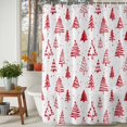 thumbnail image 3 of Shower Curtain 36"W x 72"L Winter Simple Red Christmas Tree Fabric Shower Curtains Set with Hooks Water Repellent Bathroom Curtains Machine Washable Bathroom Accessories, 3 of 9