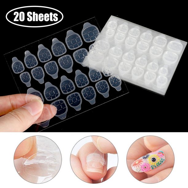 480/240/24pcs (20/10/1 Sheets) Double-side Nail Glue Sticker Waterproof