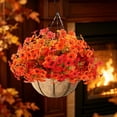 thumbnail image 4 of Artificial Fall Hanging Flower Basket, 1Pc UV Resistant Faux Fall Flowers Planter, 13.7 x 19.5 Inch, with Metal Hanging Chain & Hook for Front Door, Porch, Patio, Balcony Autumn Decor, 4 of 7