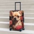 thumbnail image 4 of Cauagu Vintage Red Flower Chihuahua Print Travel Luggage Cover,Travel Dust-proof Suitcase Cover Softside Suitcase Protector for 18-32inch,Not Included Suitcase, 4 of 8