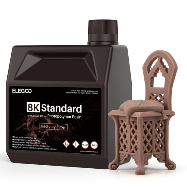 Resina ELEGOO 8K Standard para impresión 3D, arcilla roja de 2 kg