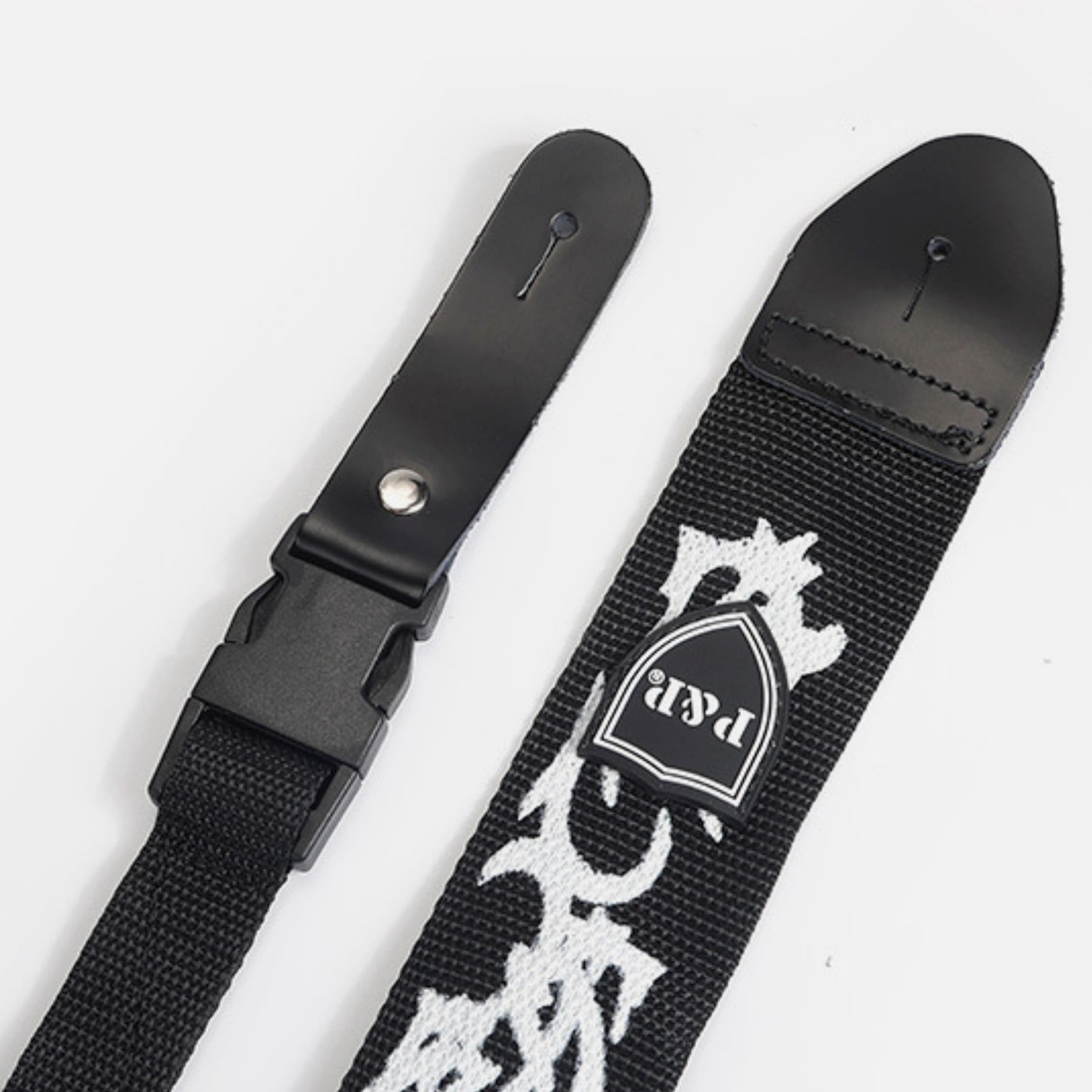 Flame Pattern Adjustable Guitar Strap for Acoustic Electric Bass & Ukulele, Canvas Shoulder Strap with PU Leather Ends