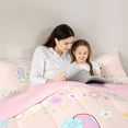thumbnail image 4 of Castle Fairy Flower Balloon Letter L Twin Comforter Sets 3-Piece for Girls,Pastel Initial Bedding Set for Kids,Pink Reversible, 4 of 6