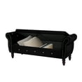 thumbnail image 7 of 63'' Tufted Storage Bench for Bedroom End of Bed, Velvet Upholstered Storage Ottoman Bench for Bedroom, Rolled Arm Window Bench Seat with Solid Wood Legs & Pillow & Rivet Trim, Black, 7 of 7
