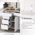 thumbnail image 3 of Kitchen Cart with Rubber Wood Countertop ,Cosymart Kitchen Island has 8 Handle-Free Drawers Including a Flatware Organizer and 5 Wheels for Kitchen Dinning Room, White, 3 of 9