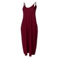 thumbnail image 1 of Vestido maxi largo Sunnimix sin mangas con bolsillos Vino rojo M, 1 of 8