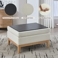 thumbnail image 3 of Tynzuro Rectangular Boucle Storage Ottoman with Reversible Lid for Living Room, Ivory-Natural Wood, 3 of 6