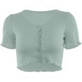 thumbnail image 1 of Tank Crop Tops Y2K Women Button Knitted Short Sleeve - Green, 1 of 2