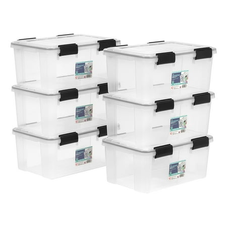 IRIS USA 19 Qt. Plastic Storage Bins with Sealed Lids  Clear Gasket Box  Airtight Containers 6Pk