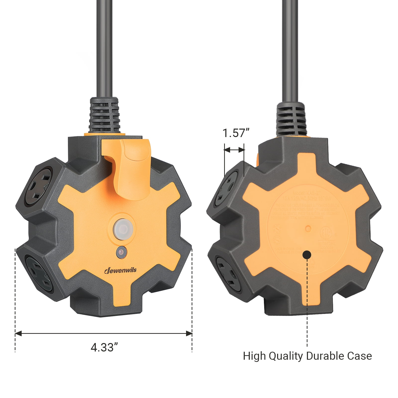 DEWENWILS 5-Outlet Heavy Duty Power Strip, outlet extender  25FT Long Extension Cord