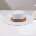 thumbnail image 2 of Beach Hats for Women Unisex Wide Brim Studded Belt Wool Cowboy Hat Winter Warm White One Size, 2 of 4