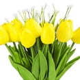 thumbnail image 2 of Enova Home  Artificial Real Touch Tulips Fake Silk Flower and Star Grasses in Clear Glass Vase with Faux Water for Home Decor Yellow, 2 of 3
