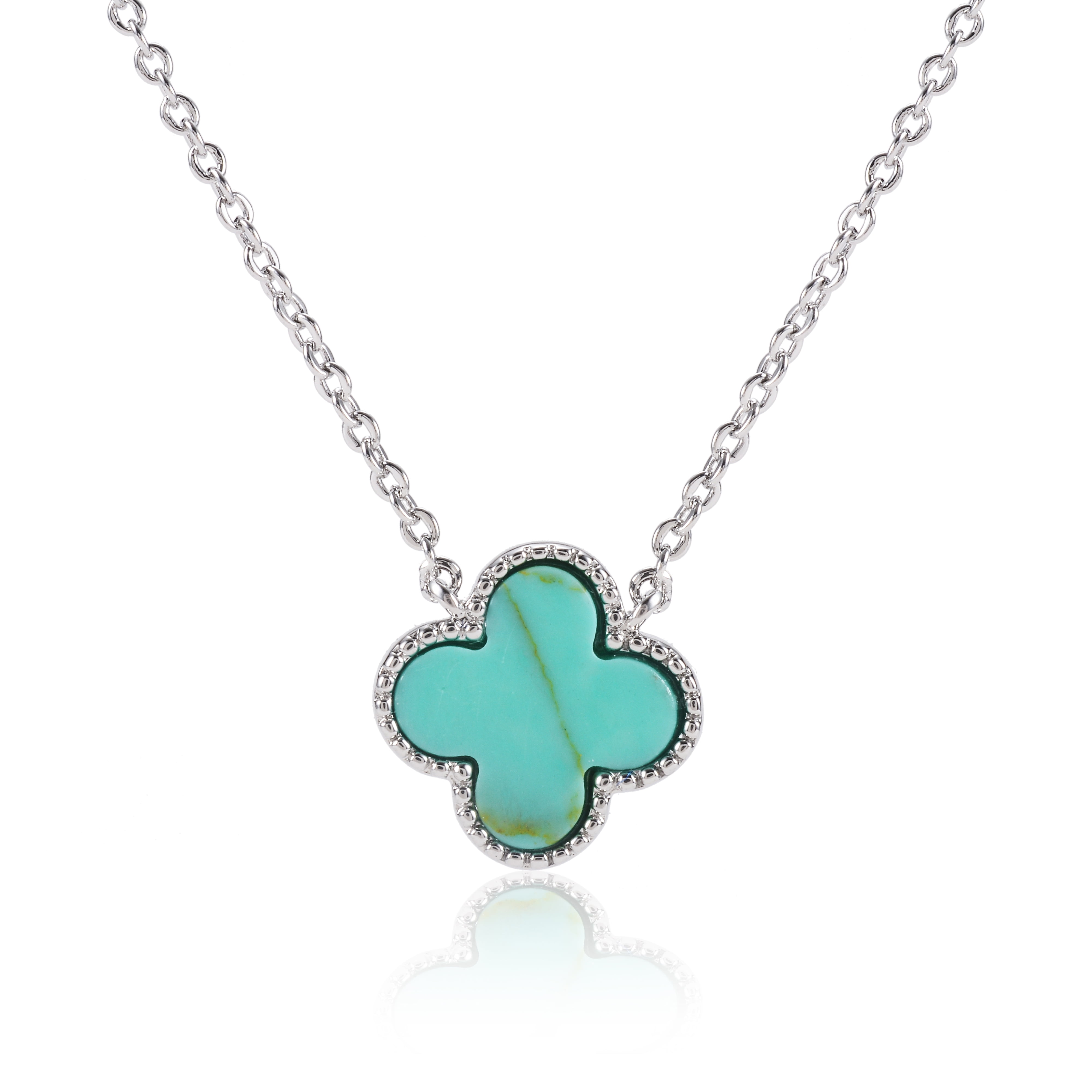 Peach & Lola Turquoise Clover Pendant Necklace for Women, Teens