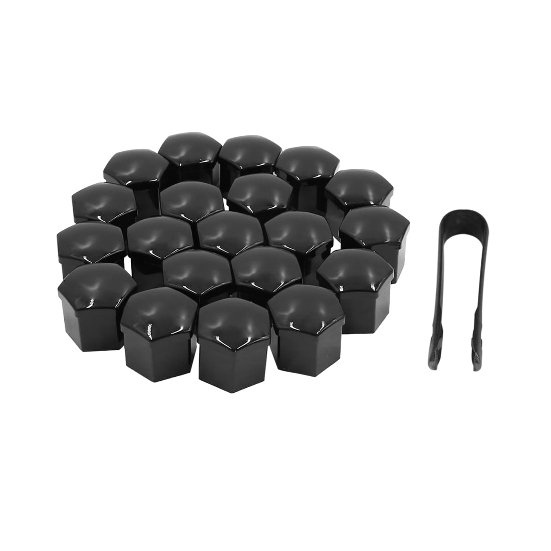 Bolt Head 21mm Black Covers Caps Plastic Hexagonal Protectors 20 Car Wheel Nut 
