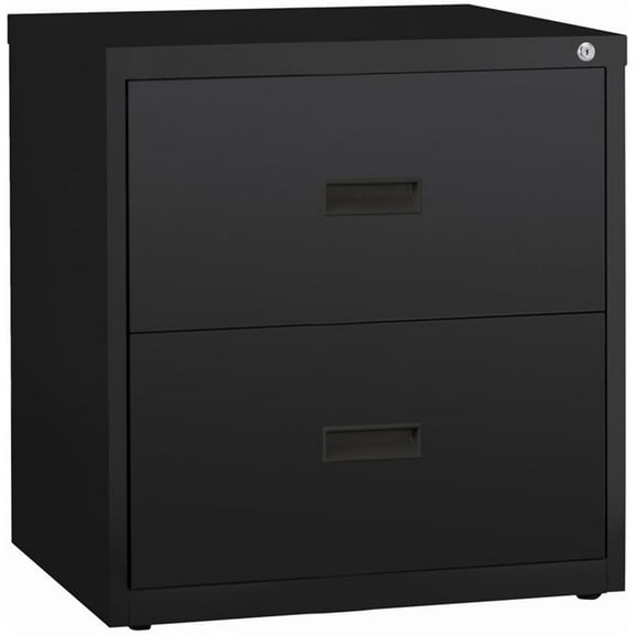 Pemberly Row 26" 2-Drawer Modern Metal Lateral Filing Cabinet in Black