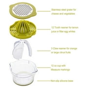 Manual professional juicer fruit press lime press with container 400ml, 4 in 1 dishwasher safe, plastic anti-drip filter mechanism