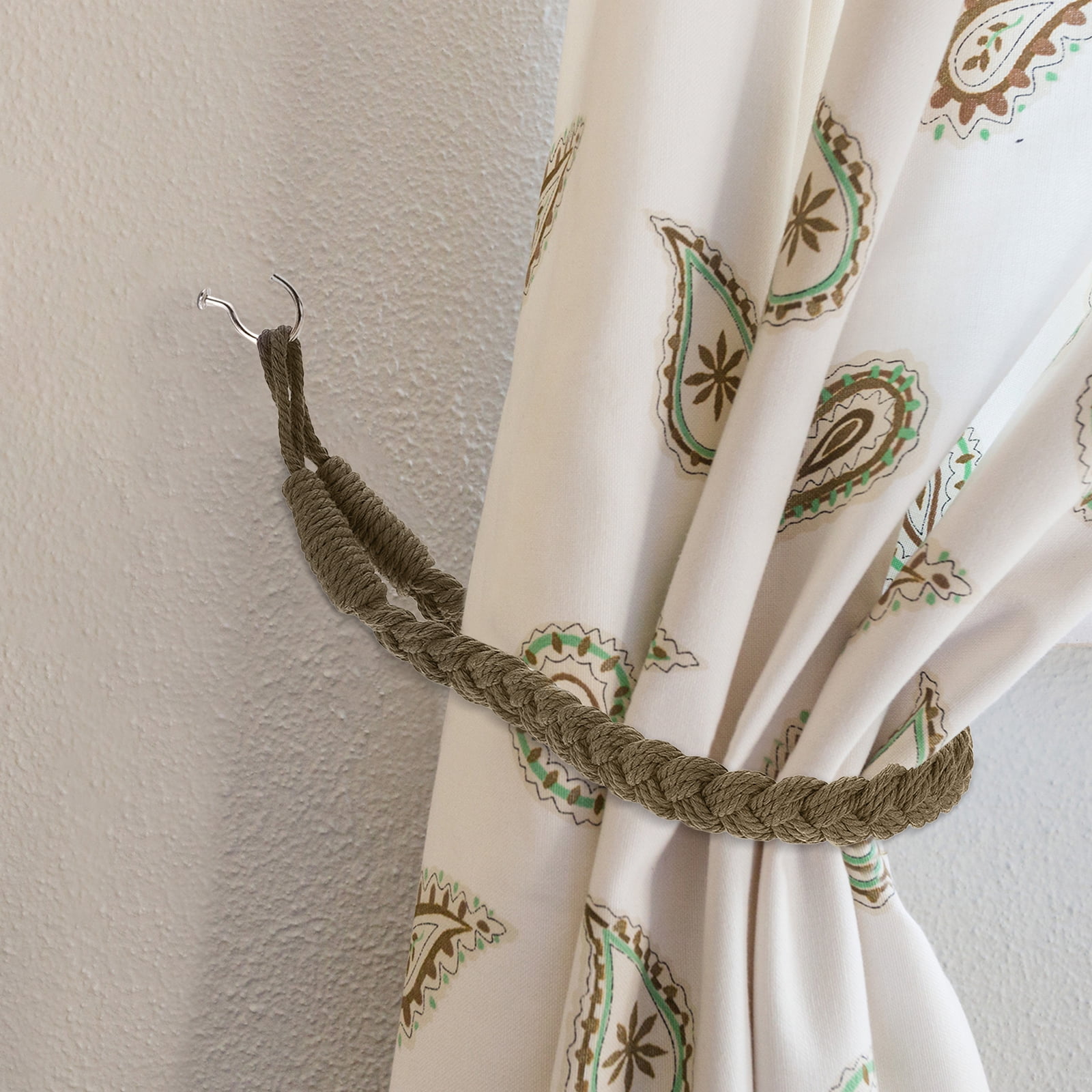 Unique Bargains Rope Curtain Tieback Cotton Hand-Woven Curtain Drapes Holdbacks 4Pcs Black
