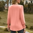 thumbnail image 3 of SWSMCLT Women's High Shirt Long Sleeve Top Ruched Blouse Fashion Babydoll Scoop Neck Date Night Fall Winter Pink X-Large, 3 of 5
