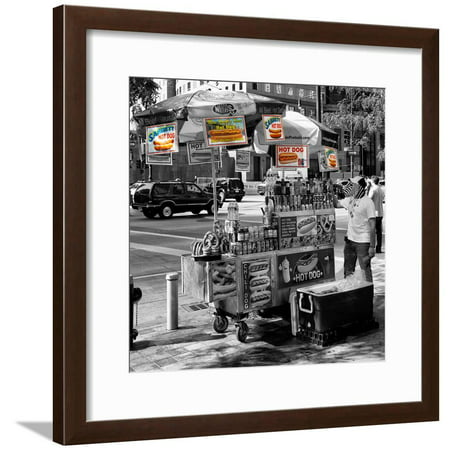 Safari CityPop Collection - NYC Hot Dog with Zebra Man II Framed Print Wall Art By Philippe