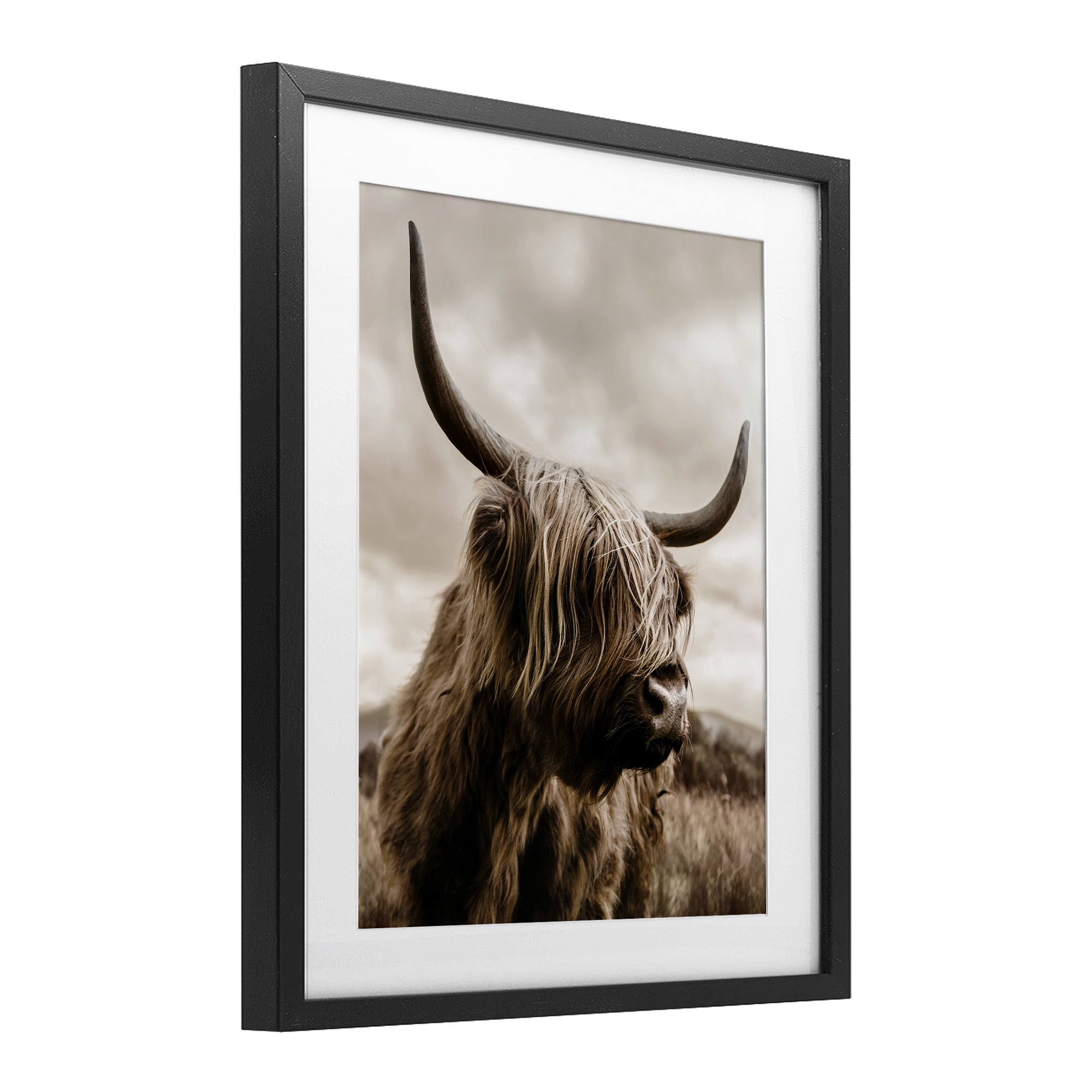 Stupell Industries Highland Cow on Windswept Moor Black Framed Print Under Glass, design by CAD Designs
